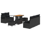 Garden Sofa Set with Cushion with Storage 8 pcs Black - Front View