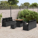 Garden Sofa Set with Storage 9 pcs Black Poly rattan - Side View
