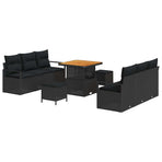Garden Sofa Set 9 pcs Black Poly rattan