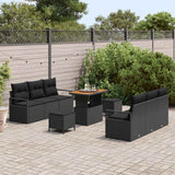 Garden Sofa Set with Storage 9 pcs Black Poly rattan - Side View