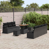 Garden Sofa Set with Cushion with Storage 10 pcs Black - Side View