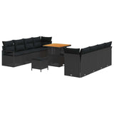Garden Sofa Set with Cushion with Storage Black 80 x 80 x 71 cm - Front View