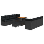 Garden Sofa Set 11 pcs 10-Seater Black