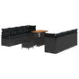 Garden Sofa Set 11 pcs 10-Seater Black