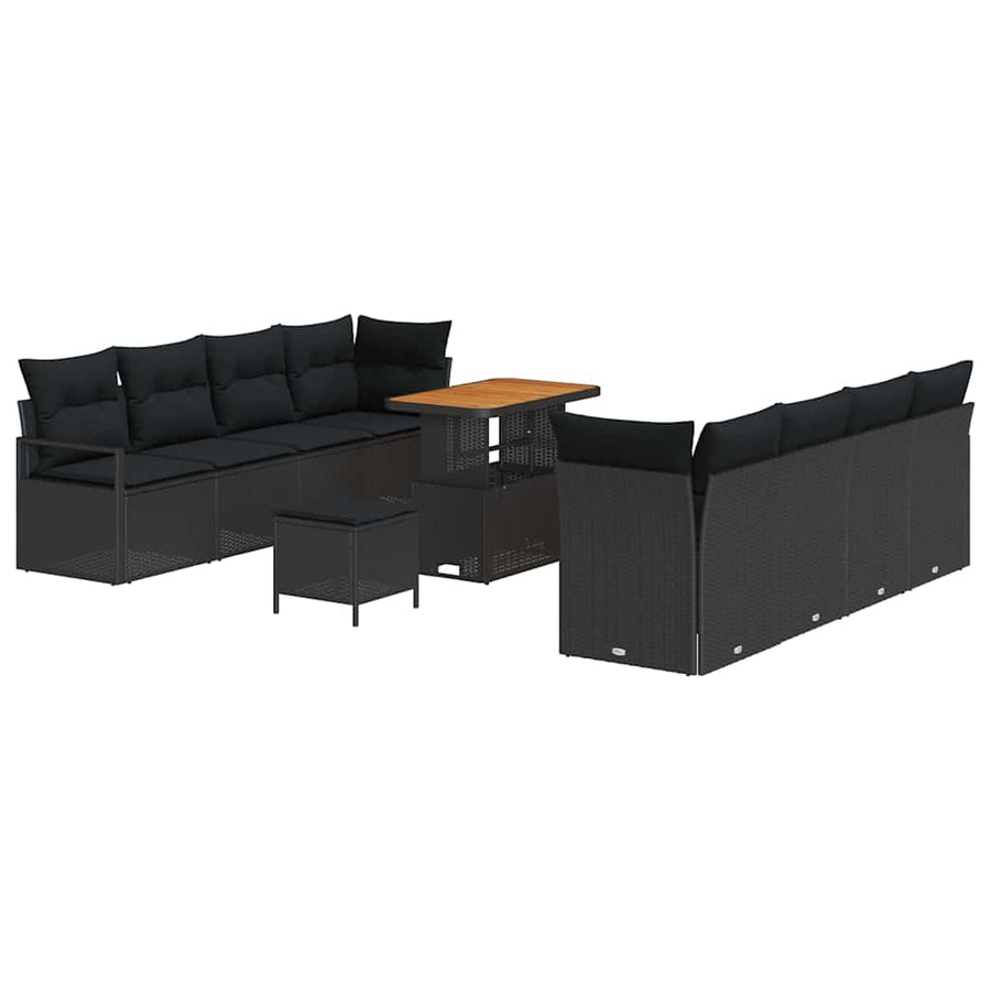 Garden Sofa Set 11 pcs 10-Seater Black