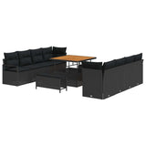 Garden Sofa Set with Cushion Black 100 x 100 x 71 cm