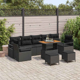 Garden Sofa Set with Cushion with Storage 10 pcs Black