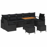 Garden Sofa Set with Cushion with Storage 10 pcs Black - Front View