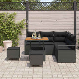 Garden Sofa Set with Cushion with Storage 8 pcs Black - Side View