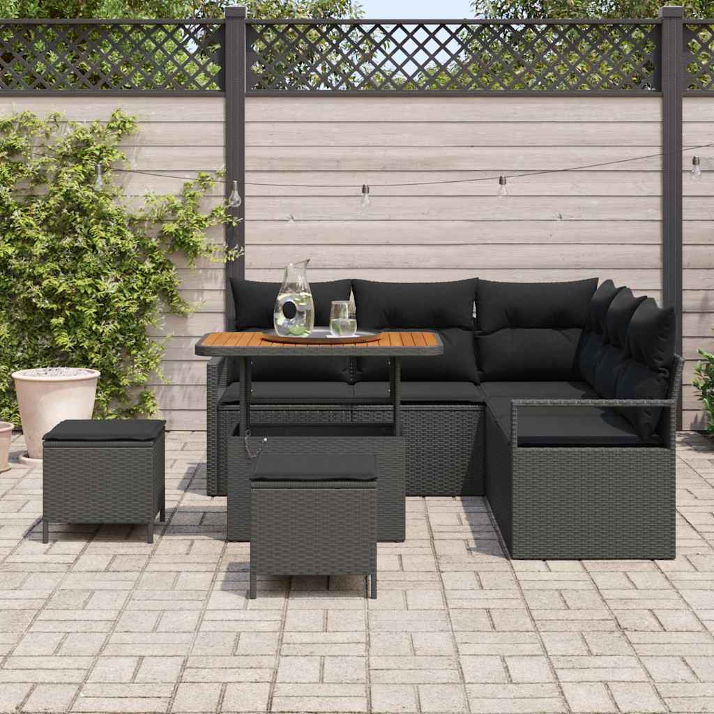 Garden Sofa Set with Cushion with Storage 8 pcs Black