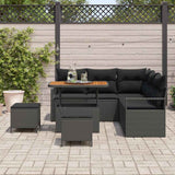 Garden Sofa Set with Cushion with Storage 8 pcs Black - Side View