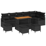Garden Sofa Set with Cushion with Storage 10 pcs Black