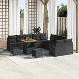 Garden Sofa Set with Cushion with Storage 13 pcs Black