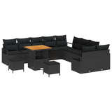 Garden Sofa Set with Cushion with Storage 13 pcs Black - Front View