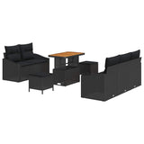 Garden Sofa Set with Cushion 8 pcs Black 90 x 55 x 71 cm - Front View