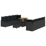 Garden Sofa Set with Cushion with Storage 11 pcs Black