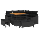 Garden Sofa Set with Cushion 8 pcs Black Poly rattan - Front View