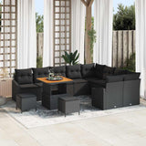 Garden Sofa Set 12 pcs 7-Seater Black Poly rattan