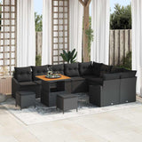 Garden Sofa Set with Cushion 12 pcs Black Poly rattan