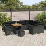 Garden Sofa Set with Cushion 12 pcs Black Poly rattan - Side View