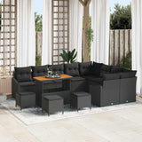 Garden Sofa Set with Cushion 13 pcs Black Poly rattan