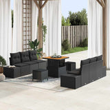 Garden Sofa Set with Cushion 9 pcs Black Poly rattan