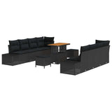 Garden Sofa Set with Cushion Black 90 x 55 x 71 cm Poly rattan