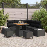 Garden Sofa Set with Storage 8 pcs Black Poly rattan