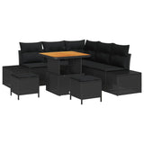 Garden Sofa Set with Cushion 8 pcs Black Poly rattan