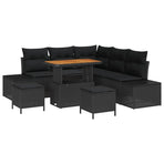 Garden Sofa Set 8 pcs Black Poly rattan