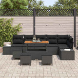 Garden Sofa Set with Cushion 10 pcs Black Poly rattan - Side View