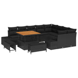 Garden Sofa Set with Cushion 12 pcs Black Poly rattan