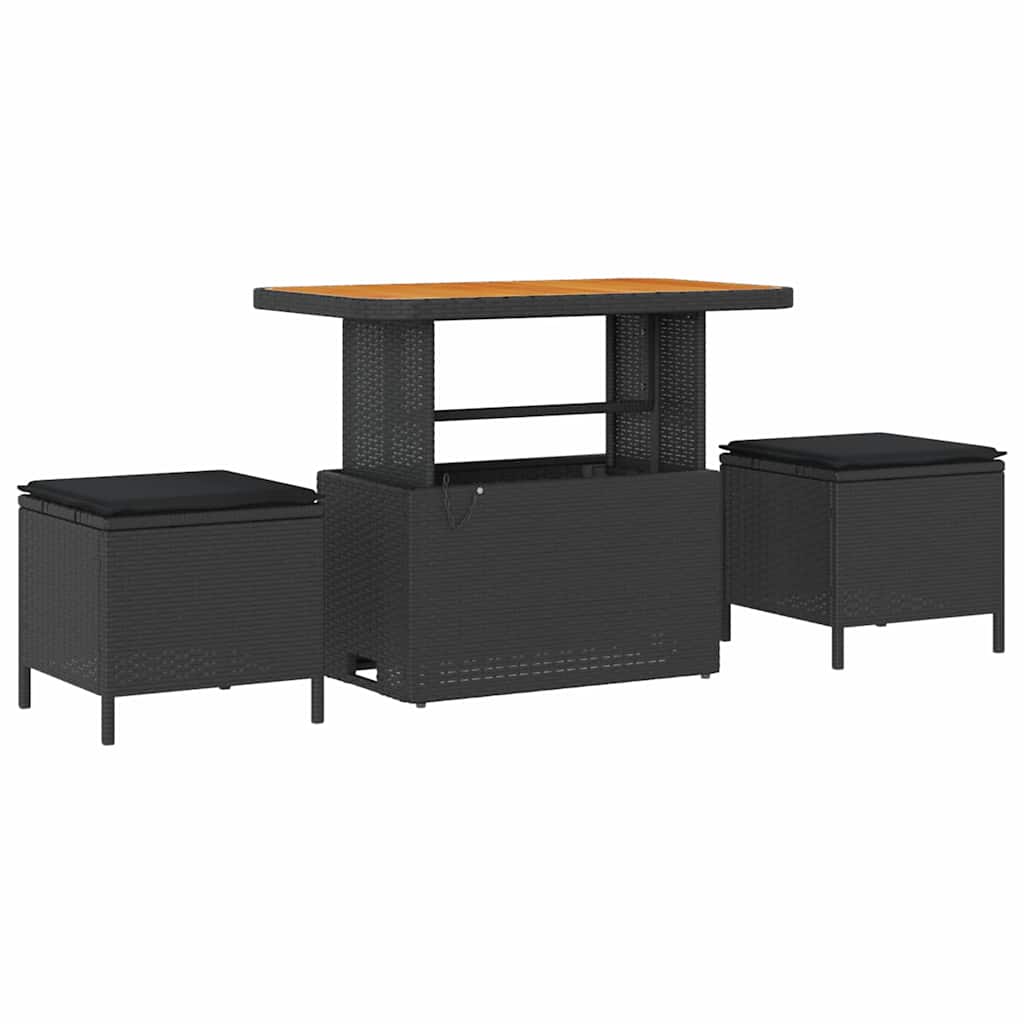 Garden Sofa Set 9 pcs Black Poly Rattan and Powder-Coated Steel