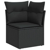 Garden Sofa Set with Cushion 10 pcs Black Poly rattan - Close-Up Angle