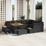 Garden Sofa Set with Cushion 12 pcs Black Poly rattan