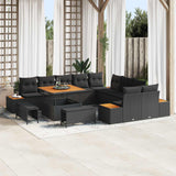 Garden Sofa Set with Cushion 13 pcs Black Poly rattan