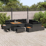 Garden Sofa Set with Cushion 13 pcs Black Poly rattan - Side View