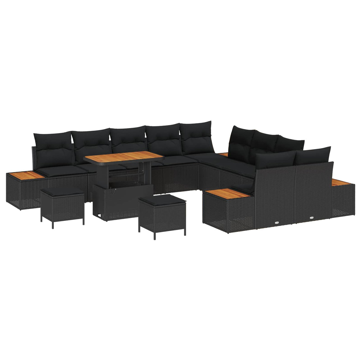 Garden Sofa Set with Cushion 13 pcs Black Poly rattan
