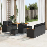 Garden Sofa Set with Cushion with Storage Black Poly rattan