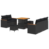 Garden Sofa Set with Cushion 10 pcs Black Poly Rattan