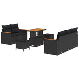 Garden Sofa Set with Cushion 10 pcs Black Poly Rattan
