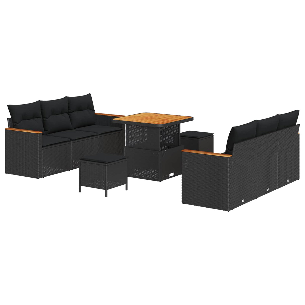 Garden Sofa Set with Cushion 11 pcs Black Poly Rattan