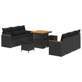 Garden Sofa Set with Cushion 11 pcs Black Poly Rattan