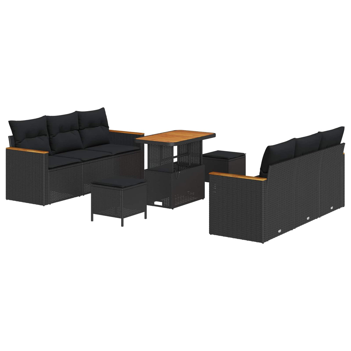 Garden Sofa Set with Cushion 11 pcs Black Poly Rattan