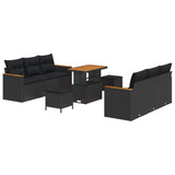 Garden Sofa Set with Cushion 11 pcs Black Poly Rattan