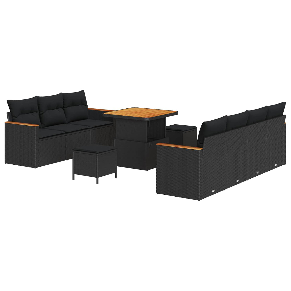 Garden Sofa Set with Cushion 14 pcs Black Poly Rattan