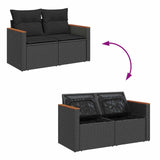 Garden Sofa Set with Cushion 10 pcs Black Poly rattan - Extra Image