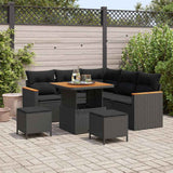 Garden Sofa Set with Cushion with Storage Black Poly rattan