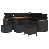 Garden Sofa Set with Cushion 8 pcs Black Poly rattan - Front View