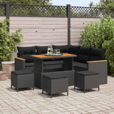 Garden Sofa Set with Cushion with Storage Black Poly rattan